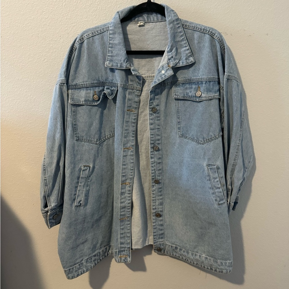 Women’s Long Light Wash Denim Jacket